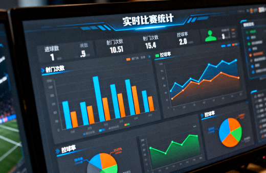 体育数据分析屏幕上的比赛统计图表