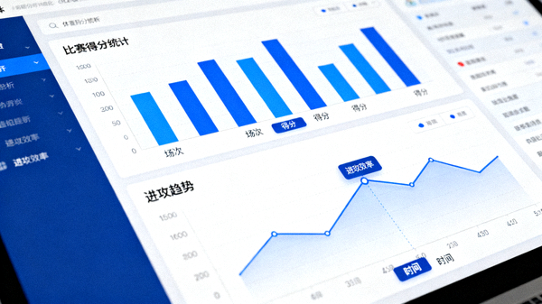 体育数据分析界面上的比赛统计与趋势图表
